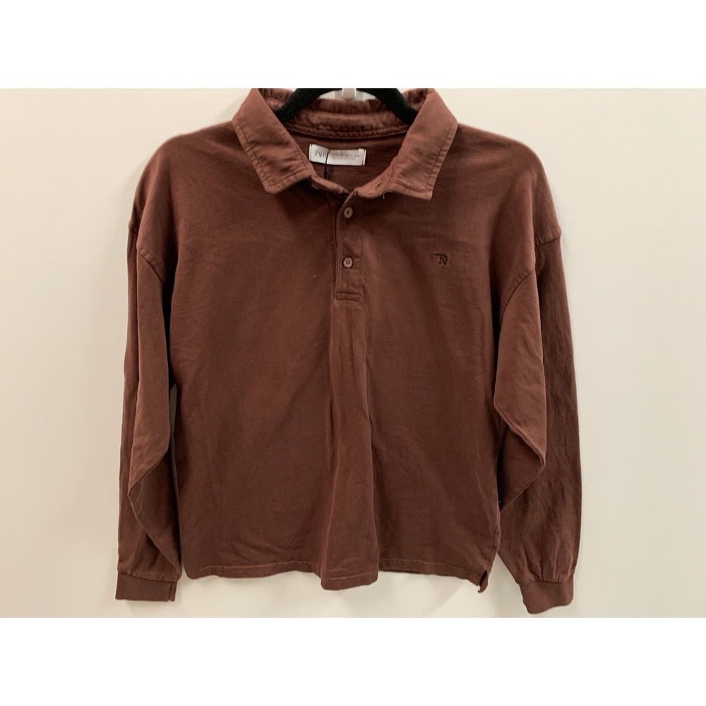 Zara Long Sleeve Collared Youth Shirt‎ Brown Size 13-14 Preppy School